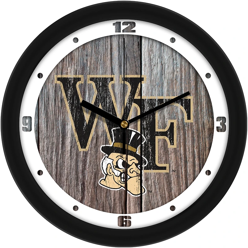 Wake Forest Demon Deacons 11.5'' Suntime Premium Glass Face Weathered Wood Wall Clock