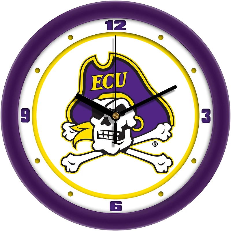 ECU Pirates 11.5'' Suntime Premium Glass Face Traditional Logo Wall Clock