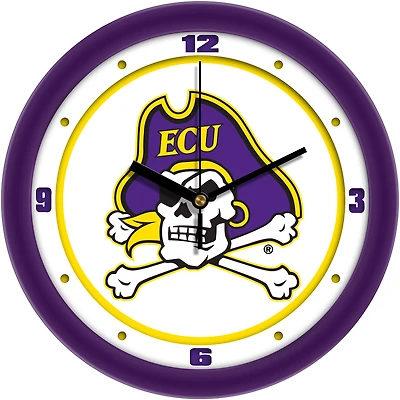 ECU Pirates 11.5'' Suntime Premium Glass Face Traditional Logo Wall Clock