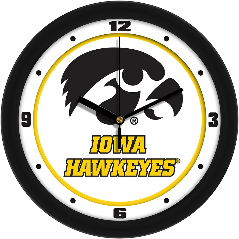 Iowa Hawkeyes 11.5'' Suntime Premium Glass Face Traditional Logo Wall Clock