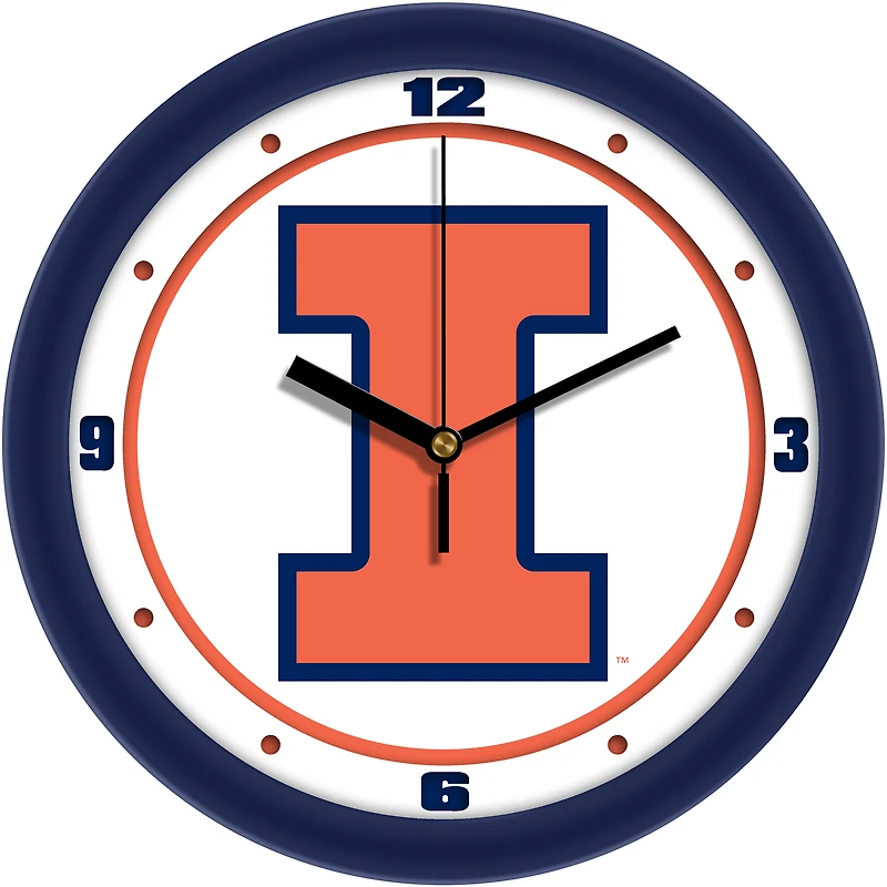 Illinois Fighting Illini 11.5'' Suntime Premium Glass Face Traditional Logo Wall Clock