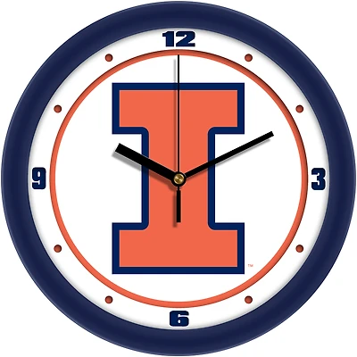 Illinois Fighting Illini 11.5'' Suntime Premium Glass Face Traditional Logo Wall Clock