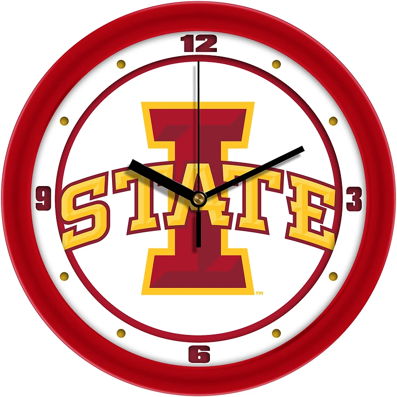 Iowa State Cyclones 11.5'' Suntime Premium Glass Face Traditional Logo Wall Clock