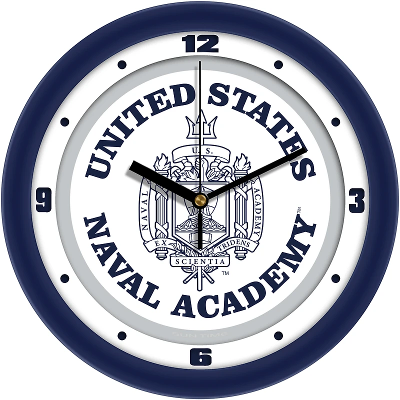 Navy Midshipmen 11.5'' Suntime Premium Glass Face Traditional Logo Wall Clock