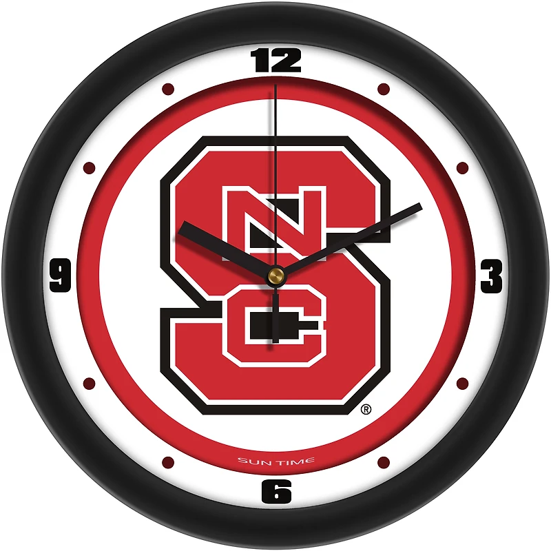 NC State Wolfpack 11.5'' Suntime Premium Glass Face Traditional Logo Wall Clock