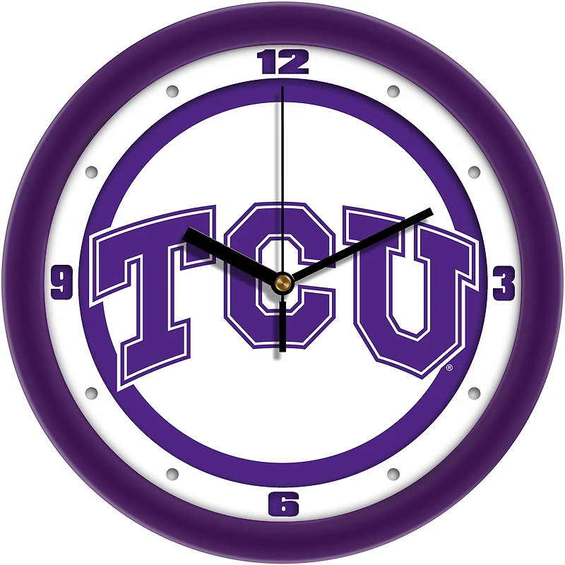 TCU Horned Frogs 11.5'' Suntime Premium Glass Face Traditional Logo Wall Clock