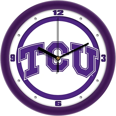 TCU Horned Frogs 11.5'' Suntime Premium Glass Face Traditional Logo Wall Clock