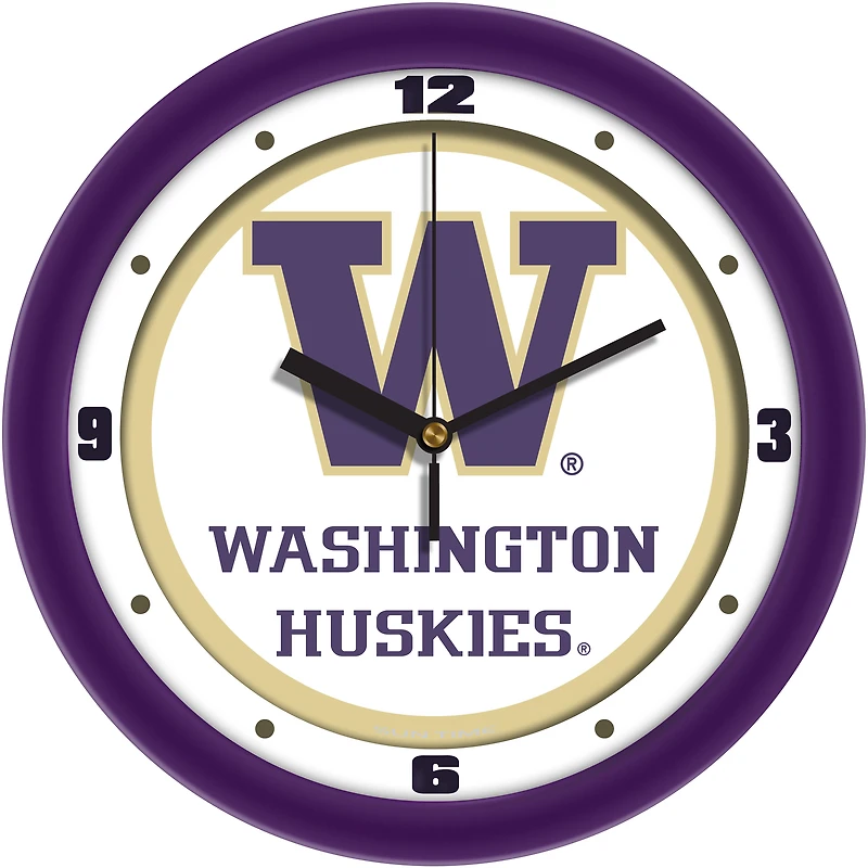 Washington Huskies 11.5'' Suntime Premium Glass Face Traditional Logo Wall Clock