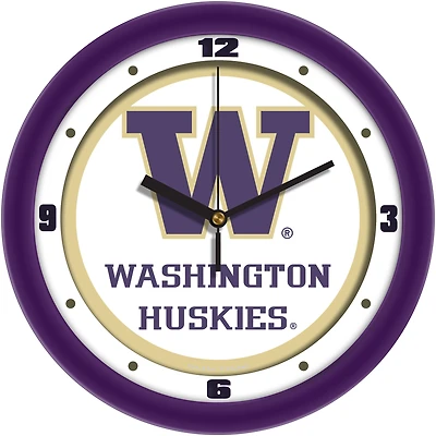 Washington Huskies 11.5'' Suntime Premium Glass Face Traditional Logo Wall Clock