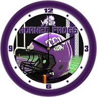 TCU Horned Frogs 11.5'' Suntime Premium Glass Face Football Helmet Wall Clock
