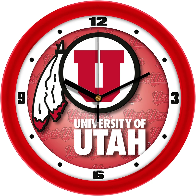 Utah Utes 11.5'' Suntime Premium Glass Face Dimension Wall Clock