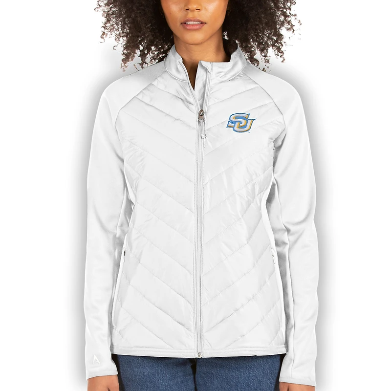 Women's Antigua White Southern University Jaguars Altitude Full-Zip Puffer Jacket