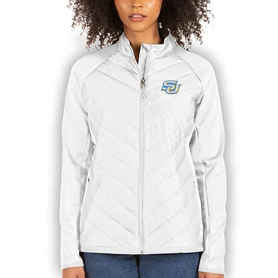 Women's Antigua White Southern University Jaguars Altitude Full-Zip Puffer Jacket