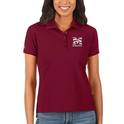 Women's Antigua Garnet Morehouse Maroon Tigers Legacy Pique Polo