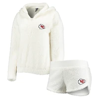 Women's Concepts Sport Cream Kansas City Chiefs Fluffy Hoodie Top & Shorts Set