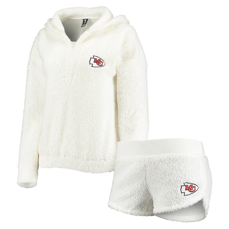 Women's Concepts Sport Cream Kansas City Chiefs Fluffy Hoodie Top & Shorts Set