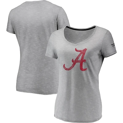 Women's Fanatics Gray Alabama Crimson Tide Primary Logo Space-Dye V-Neck T-Shirt