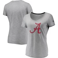 Women's Fanatics Gray Alabama Crimson Tide Primary Logo Space-Dye V-Neck T-Shirt