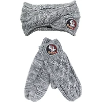 ZooZatz Gray Florida State Seminoles Headband & Mittens Set