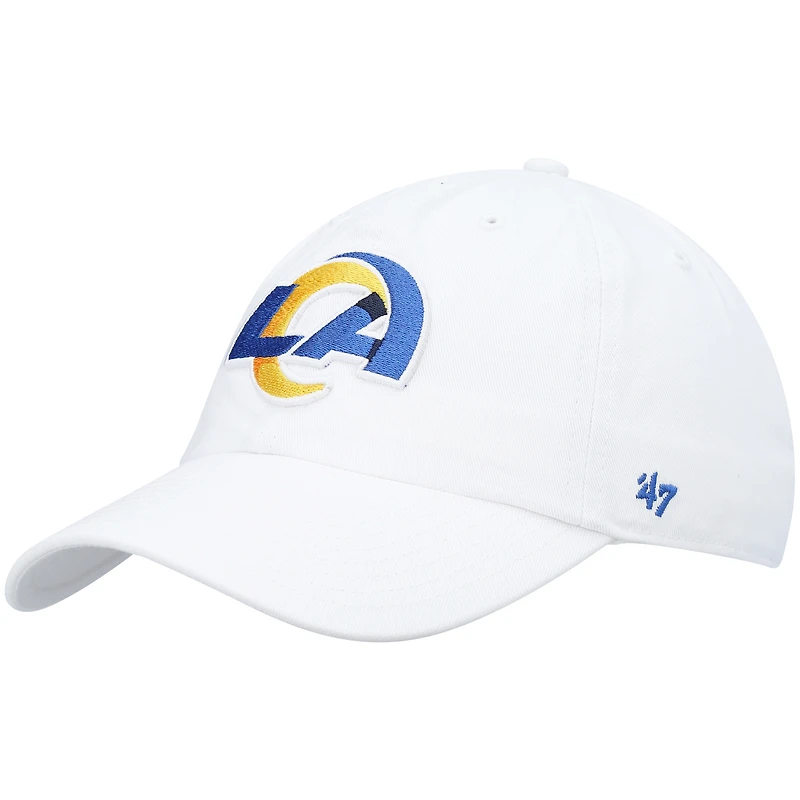 Men's '47 White Los Angeles Rams Logo Clean Up Adjustable Hat