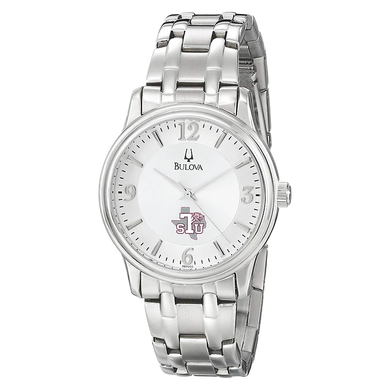 Men's Bulova Silver Texas Southern Tigers Stainless Steel Quartz Watch