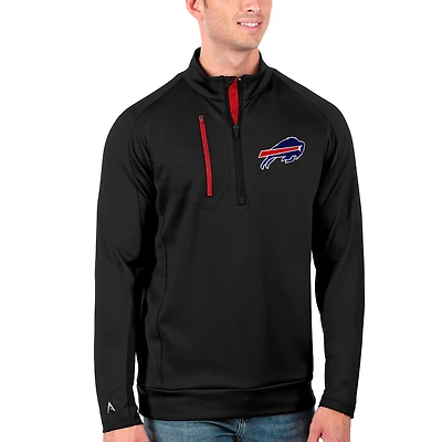 Men's Antigua Black/Red Buffalo Bills Generation Quarter-Zip Pullover Jacket