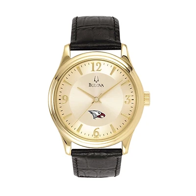 Men's Gold North Carolina Central Eagles Gold-Tone Stainless Steel Leather Band Watch