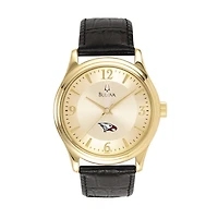 Men's Gold North Carolina Central Eagles Gold-Tone Stainless Steel Leather Band Watch