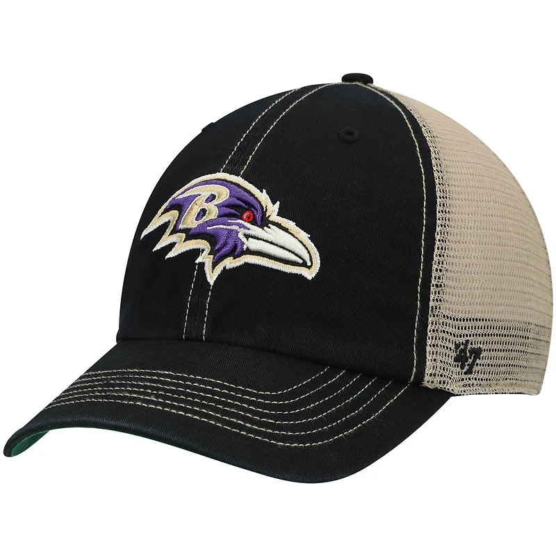 Men's '47 Black/Natural Baltimore Ravens Trawler Trucker Clean Up Snapback Hat