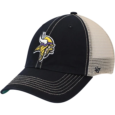 Men's '47 Black/Natural Minnesota Vikings Trawler Trucker Clean Up Snapback Hat