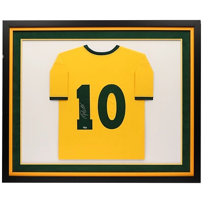 Pele Yellow Brazil National Team Framed Autographed Jersey
