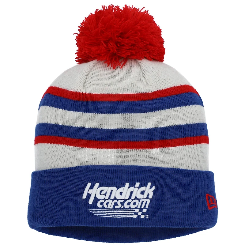 Men's New Era Blue Kyle Larson Cuffed Knit Hat with Pom