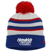 Men's New Era Blue Kyle Larson Cuffed Knit Hat with Pom