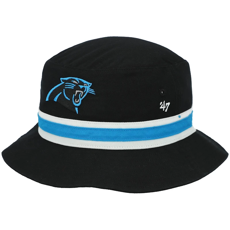 Men's '47 Black Carolina Panthers Striped Bucket Hat