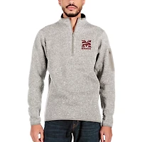 Men's Antigua Oatmeal Morehouse Maroon Tigers Fortune Quarter-Zip Pullover Jacket