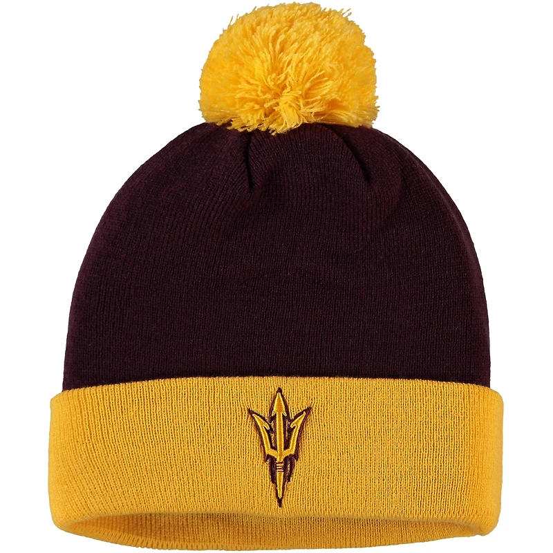 Men's Top of the World Maroon/Gold Arizona State Sun Devils Core 2-Tone Cuffed Knit Hat with Pom