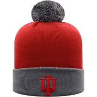 Men's Top of the World Crimson/Gray Indiana Hoosiers Core 2-Tone Cuffed Knit Hat with Pom