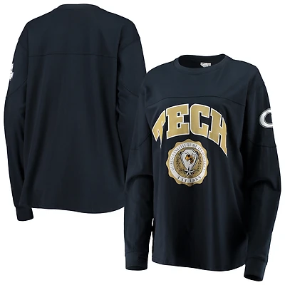 Women's Pressbox Navy Georgia Tech Yellow Jackets Edith Long Sleeve Oversized Top