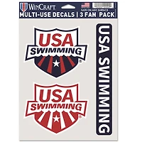 WinCraft Navy/Red USA Swimming 5.5'' x 7.75'' 3-Pack Multi-Use Decal Set