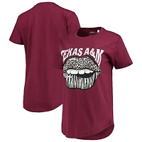 Women's Pressbox Maroon Texas A&M Aggies Wild Lips Core T-Shirt