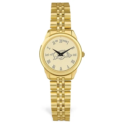 Women's Arkansas Razorbacks Gold Medallion Rolled Link Bracelet Wristwatch