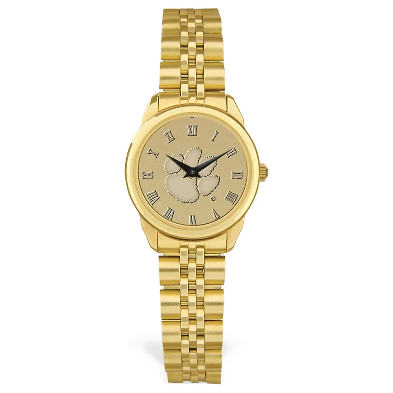 Women's Clemson Tigers Gold Medallion Rolled Link Bracelet Wristwatch