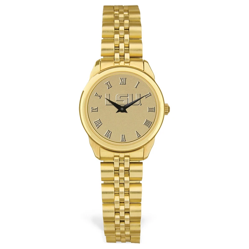 Women's LSU Tigers Gold Medallion Rolled Link Bracelet Wristwatch