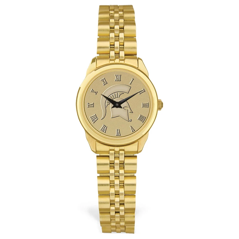 Women's Michigan State Spartans Gold Medallion Rolled Link Bracelet Wristwatch