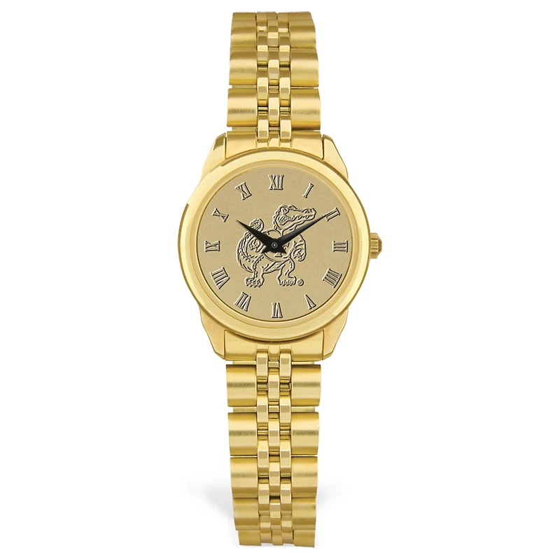 Women's Florida Gators Gold Mascot Medallion Rolled Link Bracelet Wristwatch