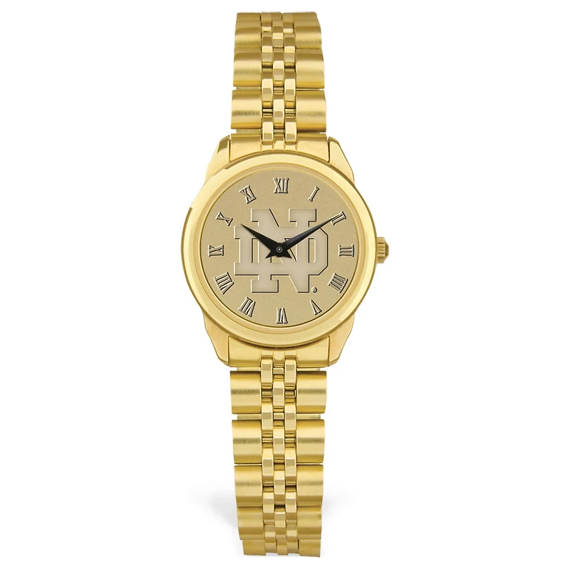 Women's Notre Dame Fighting Irish Gold Medallion Rolled Link Bracelet Wristwatch