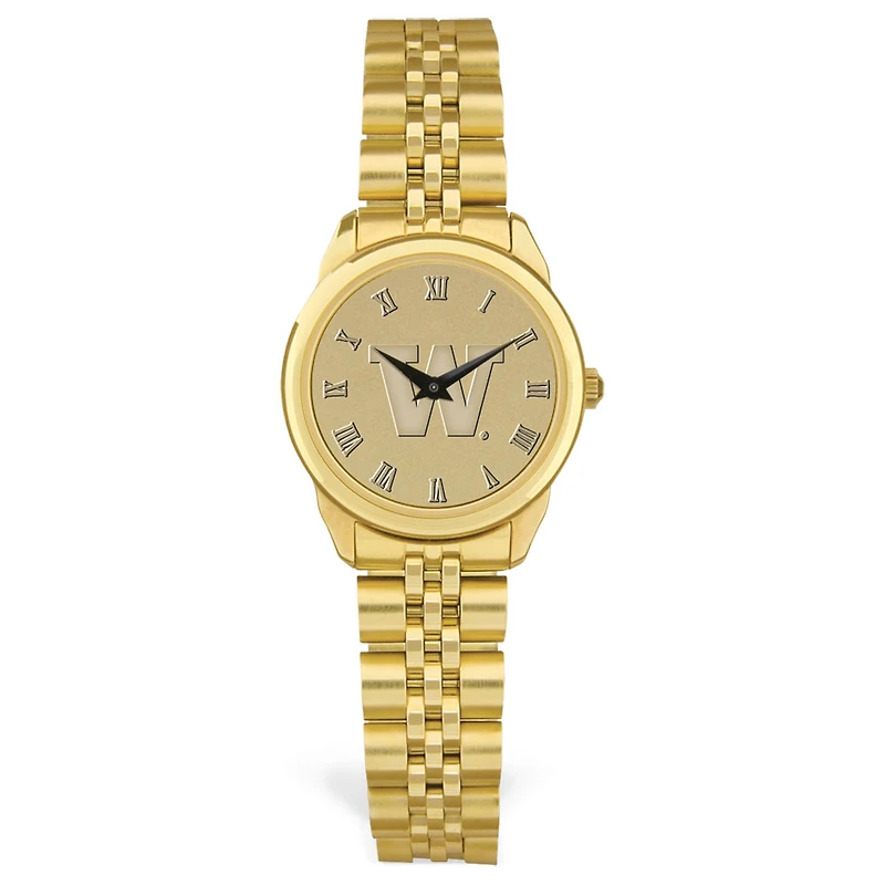 Women's Washington Huskies Gold Medallion Rolled Link Bracelet Wristwatch