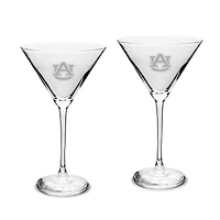 Auburn Tigers Two-Piece Traditional 10oz. Martini Glass Set