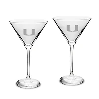 Miami Hurricanes Two-Piece Traditional 10oz. Martini Glass Set