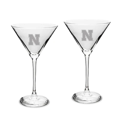 Nebraska Huskers Two-Piece Traditional 10oz. Martini Glass Set